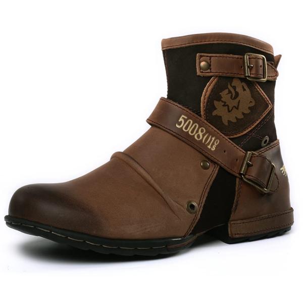 DBECK Moto Boots for Men Western Cowboy Fashion Si...