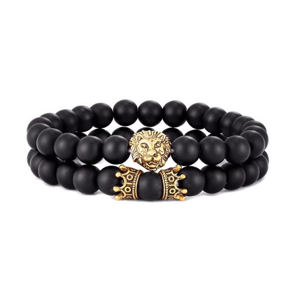 Men&apos;s Bracelet With Lion Head, 2pcs/Set Vintage Li...