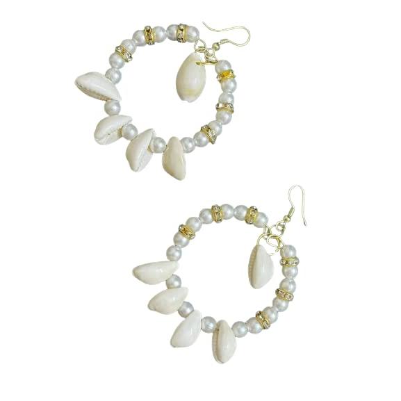 Hoop Earrings For Women Natural Cowrie Shell Beads...