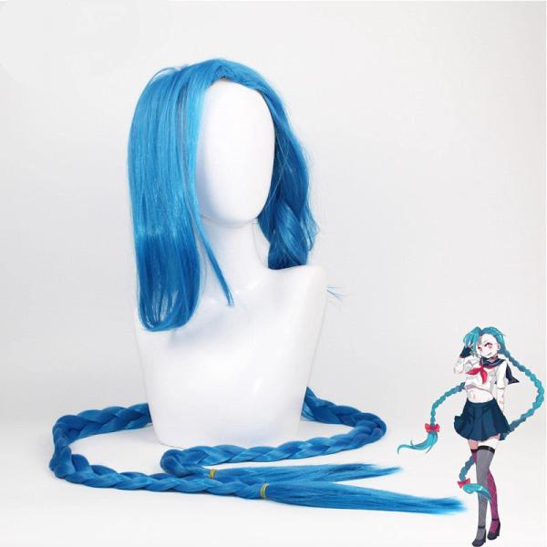 ydound Cosplay Wig Jinx Wig Cosplay Wanita Biru Du...