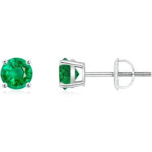 ANGARA Natural Emerald Solitaire Stud Earrings for...