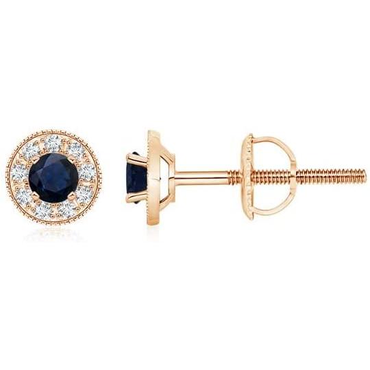 【並行輸入品】ANGARA Natural Blue Sapphire Halo Earrings ...