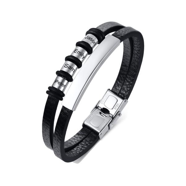 MEALGUET Personalized Leather Bracelet for Men wit...