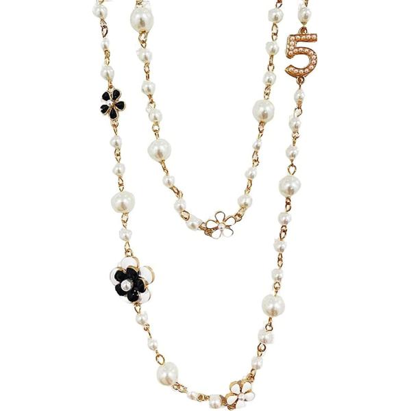 【並行輸入品】ファッションジュエリー デザイナー パール 椿ネックレス レディース ロング 二重撚り...