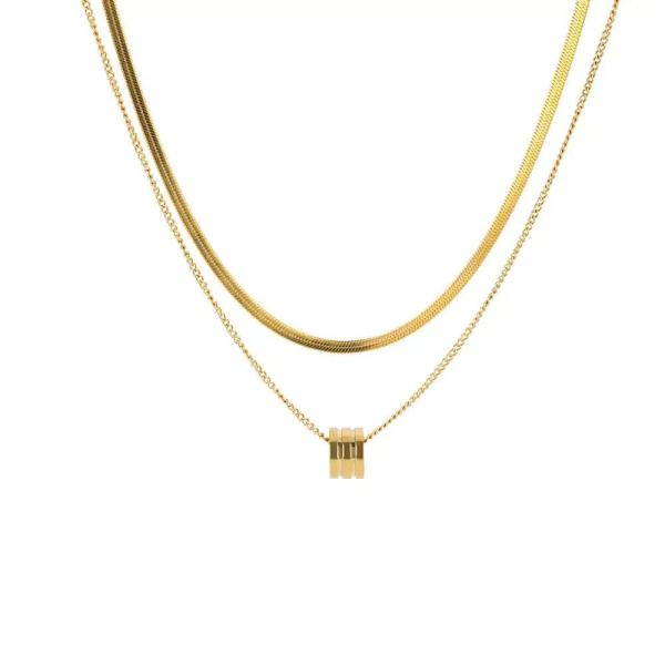 【並行輸入品】18K Gold Plated Snake Chain Necklace Herrin...
