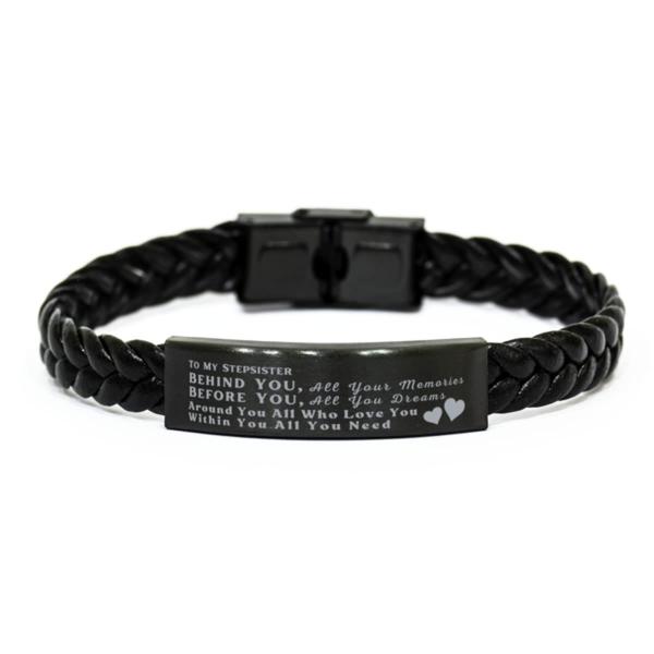 Black Braided Leather Bracelet Graduation Gifts fo...