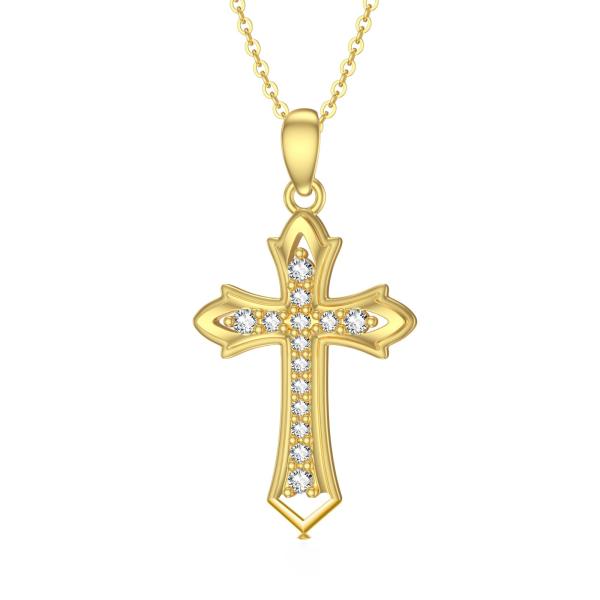 MUUYON 14K ゴールド 十字架ネックレス レディース 本物のゴールド 十字架 信仰 ネックレ...
