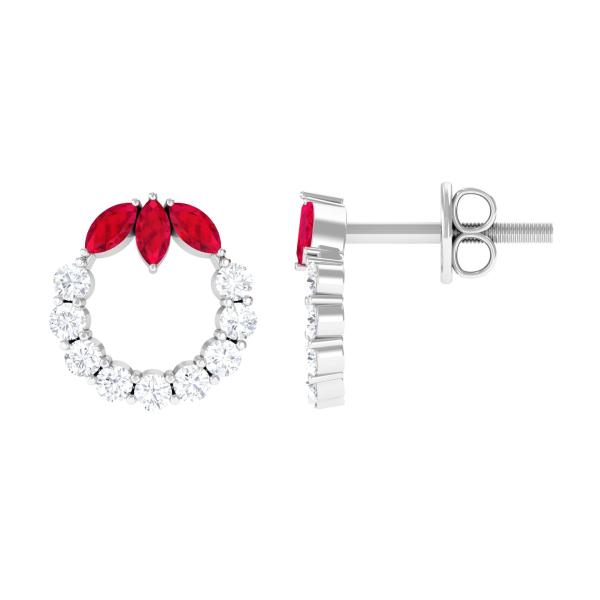【並行輸入品】女性のためのRuby Eternity Studイヤリングを作成しました|クリスマスリ...