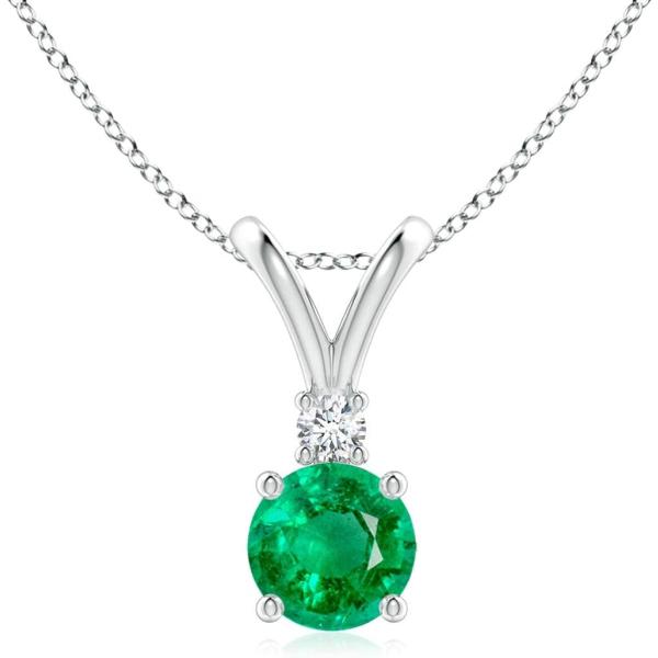 Angara Natural Emerald Solitaire Pendant Necklace ...