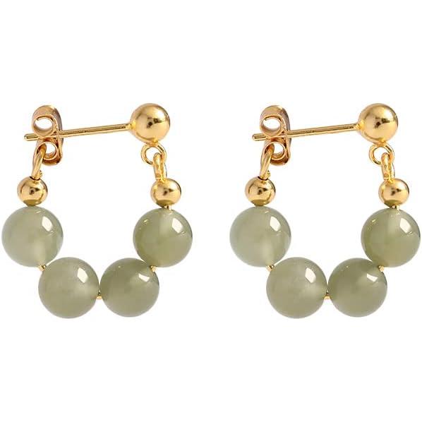 【並行輸入品】BDRIUOCNE レイバーデーギフト 天然翡翠スタッドピアス ラッキーグリーンジェイ...