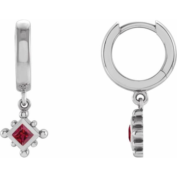 【並行輸入品】Sterling Silver Lab Grown Ruby Beaded Bezel...