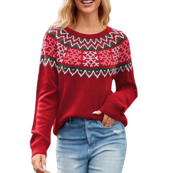 【並行輸入品】Womens Ugly Christmas Sweater Snowflakes Lo...