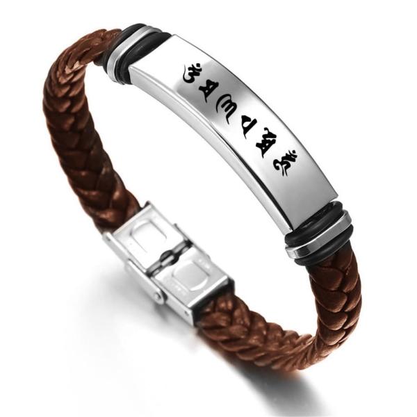 KBNSUIAN Buddhist Prayer Braided Leather Bracelet ...