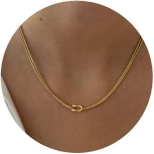 【並行輸入品】Elizz Jewels Knot Snake Chain Necklace Chok...