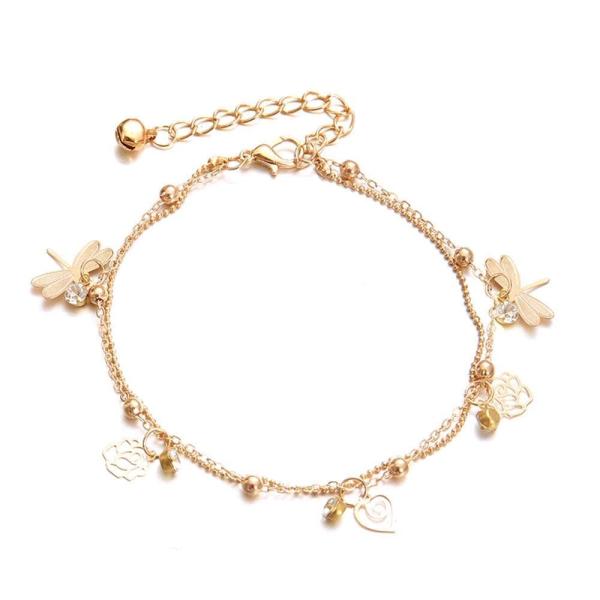 【並行輸入品】Womens Alloy Gold Butterfly Charm Link Brac...