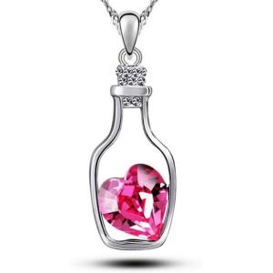 1 Pcs Wishing Bottle Necklace Diamond Heart Crysta...