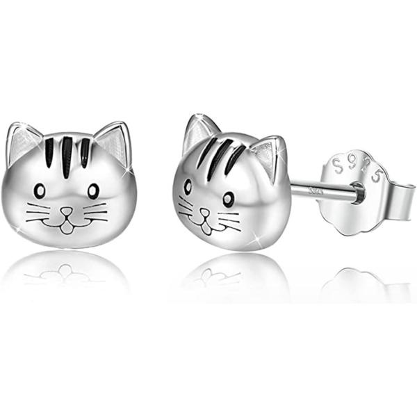 【並行輸入品】S925スターリングシルバー 上品なかわいいスマイルキティ 猫 スタッドピアス 動物 ...