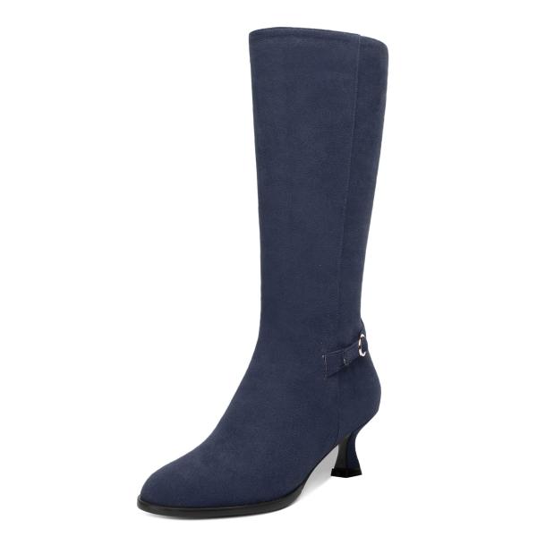 【並行輸入品】AMBELIGHT Women's Suede Mid Calf Dating Rou...