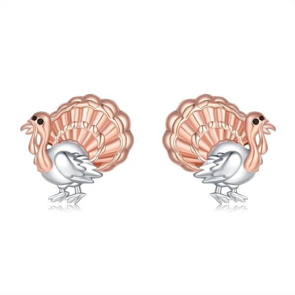 【並行輸入品】925スターリングシルバー 感謝祭 イヤリング 七面鳥イヤリング レディース ローズゴ...