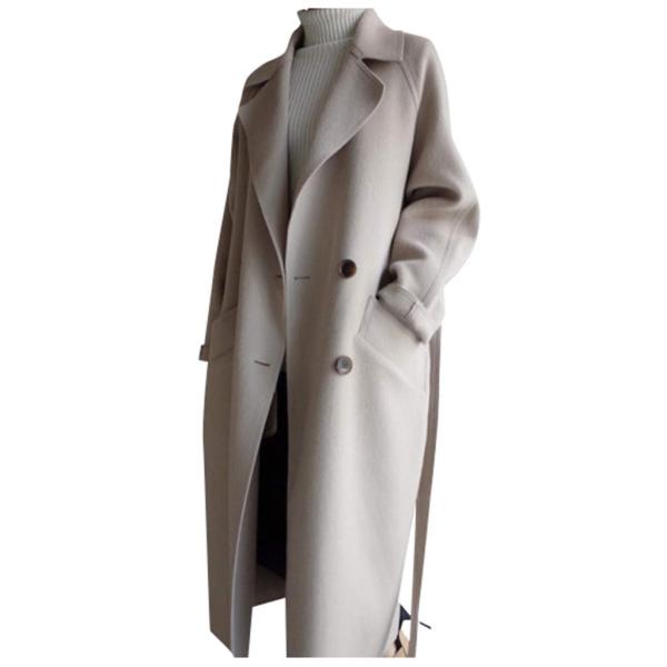 Trench Coat, Womens Oversize Lapel Cashmere Wool B...