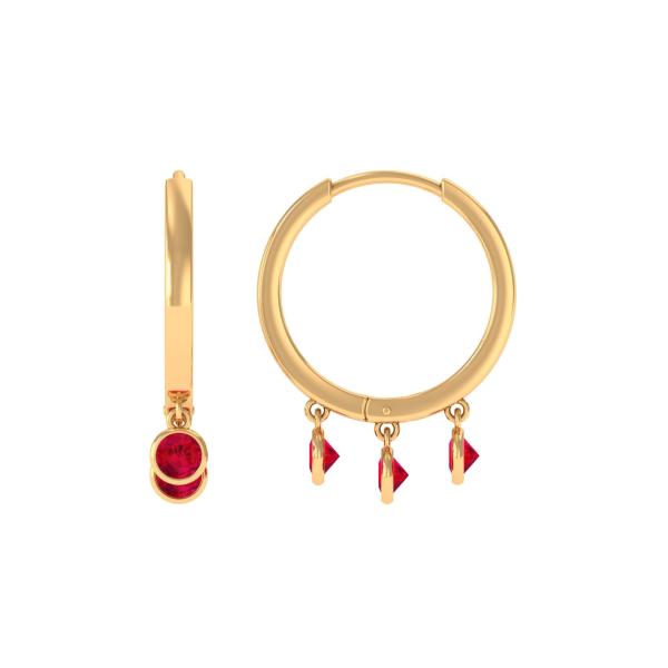 【並行輸入品】1 CT Created Ruby Hoop Earrings for Women, ...