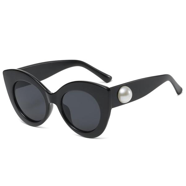 [HPIRME] キャットアイサングラス女性男性レンズパール装飾フレームヴィンテージサングラス UV...
