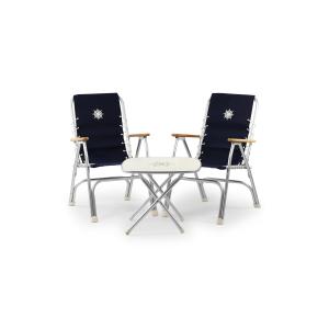 【並行輸入品】 FORMA MARINE Boat Chairs Navy Blue Table 24''X24'' 3 PCE Set B1