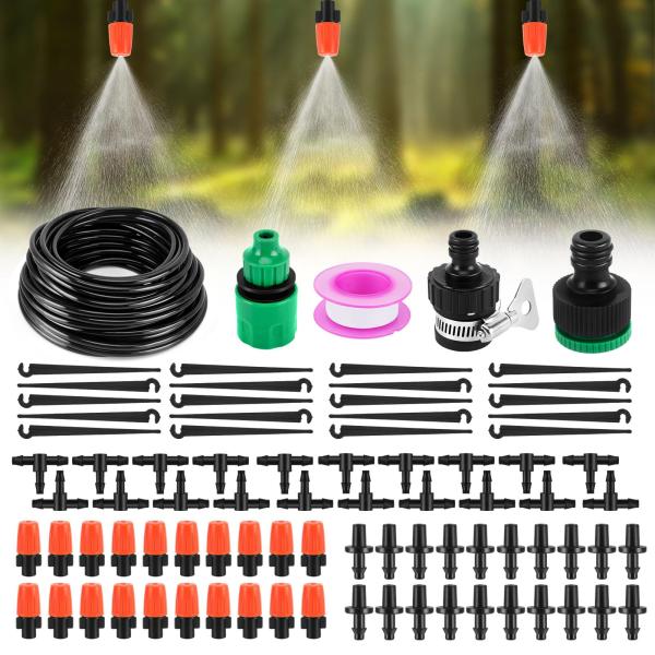 【並行輸入品】1/4インチミスト灌漑キットアクセサリー植物散水システム、50フィート1/4インチのブ...
