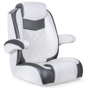 【並行輸入品】SUNDGORA プレミアムリクライニングポンツーン ハイバック キャプテンズチェア ボートバケットシート アームレスト付き、ホワ
