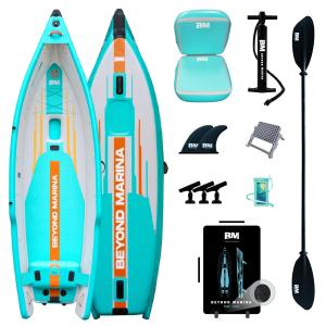 【並行輸入品】 Beyond Marina 12.5ft Inflatable Kayak Fishing Boat with Motor Br