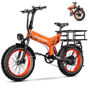 【並行輸入品】 Ihahvc SASIKEIBIKE E7 Folding Electric Bike for Adults Orange Re