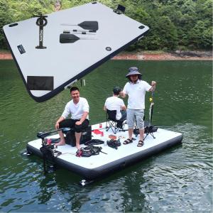 【並行輸入品】ポータブルフィッシングボート、大人用の厚くて幅広の湖の浮き輪、複数人用インフレータブルスイムデッキ、プール、ビーチ、湖、川の楽しみ