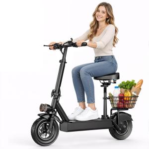【並行輸入品】 Luckfarm Electric Scooter for Adults with Seat & Basket, Full Fo