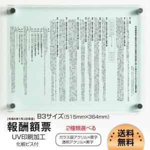 報酬額票 約W515mm×H364mm×t5mm ガラス調or透明アクリル板 2種類【 消費税率10%対応 令和元年10月1日改訂版】UV印刷加工 b-ak-g｜bestsign