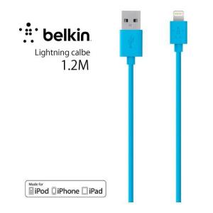 belkin ベルキン MFI認証品 USB Lightningケーブル/ライトニングケーブル for iPhone6,6Plus/5S/iPad ブルー青 1.2m＋当店の30日の品質保証｜bestsupplyshop