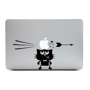 MacBook Air11インチ用背面デザインステッカー「りんごを乗せた猫」｜bestsupplyshop
