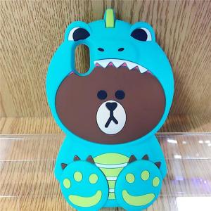 LINE FRIENDS 3Dシリコン製 iPhoneケース for iPhoneXs/X (ジャングルブラウン・グリーンザウルス)｜bestsupplyshop