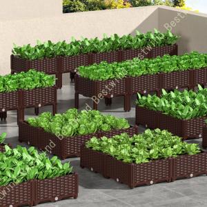 大型プランター 組立式ガーデンボックス プランターボックス プラスチック PP製 プランター付きフェンス 木製 長方形 四角 植物 野菜栽培 自由組立 移動便利