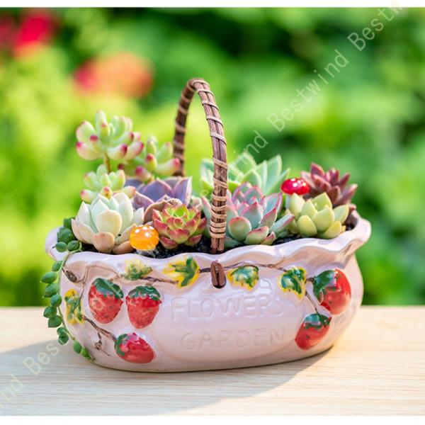 植木鉢 多肉植物鉢 陶器 サボテン鉢 クリエイティブ かわいいの花かご装飾 かわいい お洒落 底穴付...