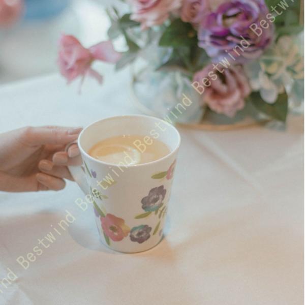 マグカップ フルーツ 牛乳 コーヒーカップ マグ 大容量 ローズ柄 食洗機対応 陶器 おしゃれコップ...