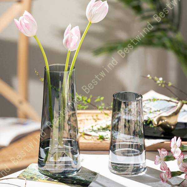 花瓶 ガラス 円錐形 円柱 ボトル型 透明 おしゃれ 美しい バリ雑貨 ファッション 美しい インテ...