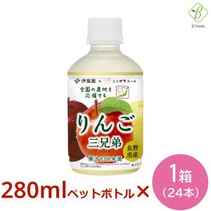 ニッポンエール 長野県産りんご三兄弟 PET 280g×24本 伊藤園 アップル ジュース ペットボトル 小さい まとめ買い 国産 会議 来客｜beta