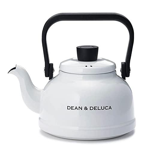 DEAN&amp;DELUCA ホーローケトル ホワイト 1.6L IH対応 直火 キャンプ 21.5×19...