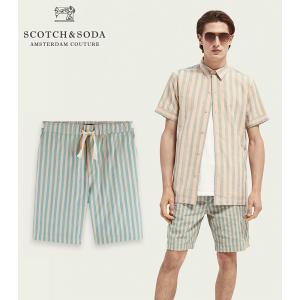 SCOTCH&SODA/スコッチ&ソーダ　ストライプショーツ　Fave striped cotton shorts　Blue　292-32512｜bethel-by