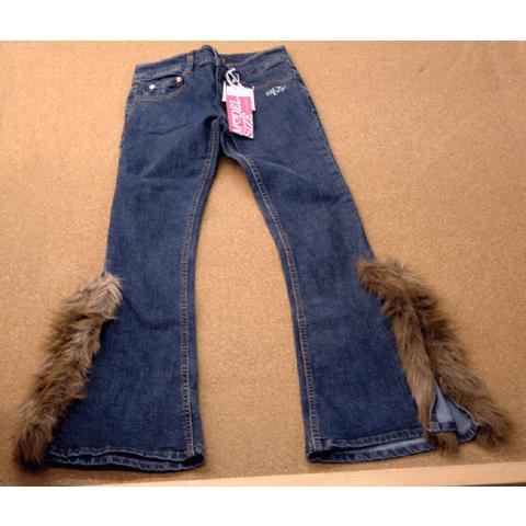 ジーンズ 女の子 RONI ロニー ワンポイント刺繍入り ファー付ブーツカットデニム 80-95cm