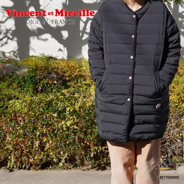 ノーカラー ダウンコート ヴァンソンエミレイユ  ステッチレス レディース VINCENT ET M...