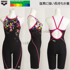 競泳水着 レディース 練習用 arena アリーナ Oサイズ AS4FWM17W ブラック×ピンク BKPK タフスーツ 練習水着 スパッツ /期間限定8月11日まで35%OFF｜bettertomorrow