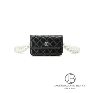 シャネル CHANEL パール ミニ チェーン ショルダー ブラック 黒 中古 バッグ/財布/小物