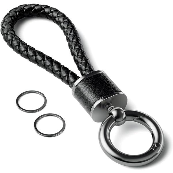 車の鍵 キーホルダー  カラビナ 編み込み 大人 丸 リング 人気 男性 40代 50