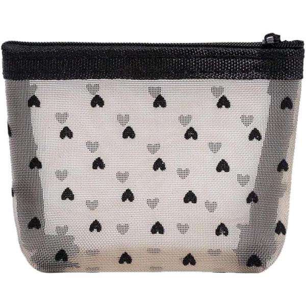 メッシュ ハンカチ ポーチ マスク バッグインバッグ 小さめ ハート メイク